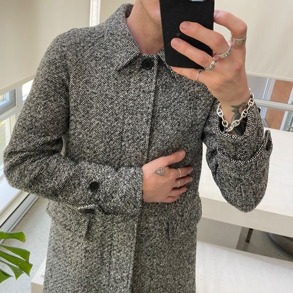 Sandro Paris Men’s Black & White Tweed Overcoat - Picture 4 of 4